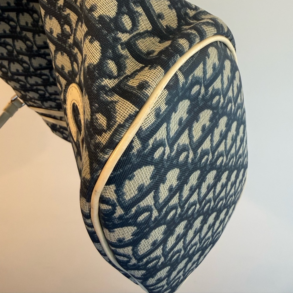 Vintage Dior Monogram Coated Canvas Trotter Tote with Blue and Cream Accents - Picture 10 of 15